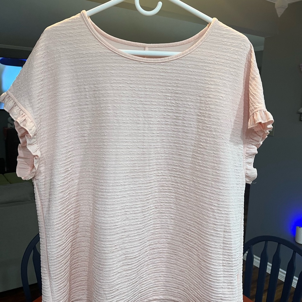 SHEIN Light Pink Textured Short Sleeve Top